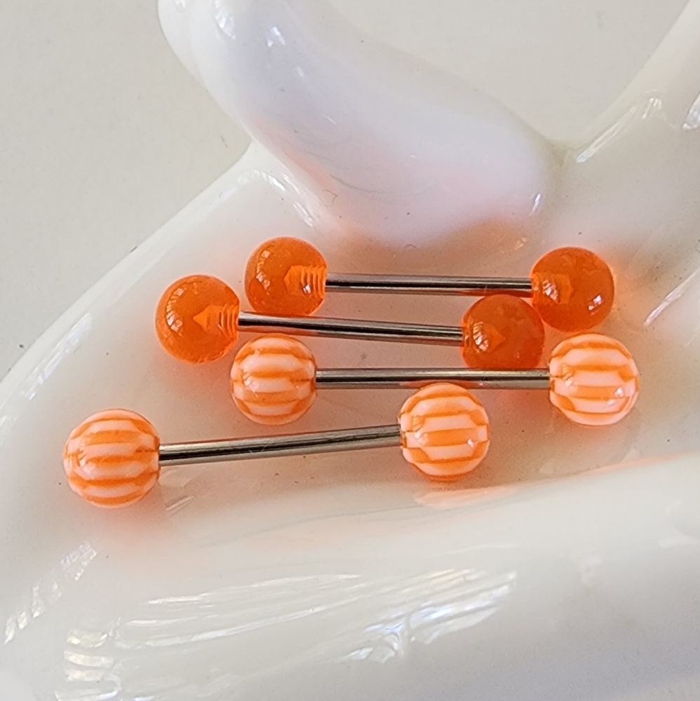 👅 4x Orange Creamsicle Tongue Rings